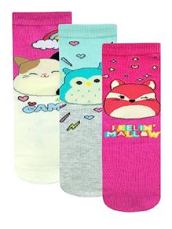 Squishmallows Socken | 3er-Pack Kinder-Baumwollsocken | Squish Squad Mädchensocken 3er-Pack | Mehrfarbig 31-36 von Squishmallows