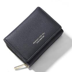 Sqxaldm Damen Mini Geldbörse aus Hochwertigem PU-Leder Kleine Geldtasche mit Vielen Fächern und Glattem Reißverschluss für Frauen und Mädchen (Schwarz) von Sqxaldm