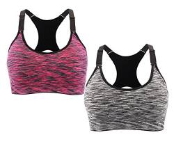 Srizgo Sport BH Damen Yoga BH 2er Pack, Schwarz Meliert, L von Srizgo