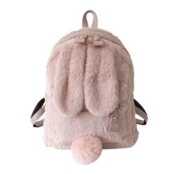Entzückender Mini-Häschen-Rucksack für Damen und Mädchen, Lässiger Tagesrucksack aus Plüsch mit Hasenohren (rose) von Srliya