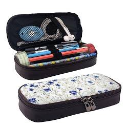 StOlmx Hand gezeichnete Blume Bleistift Fall Große Kapazität Bleistift Beutel, Reißverschluss Stift Tasche Durable Leder Bleistift Fall, Schwarz , Einheitsgröße, Koffer von StOlmx