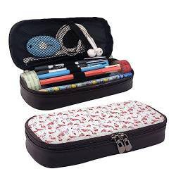 StOlmx Malerei Flamingo Bleistift Fall Große Kapazität Bleistift Beutel, Reißverschluss Stift Tasche Durable Leder Bleistift Fall, Schwarz , Einheitsgröße, Koffer von StOlmx