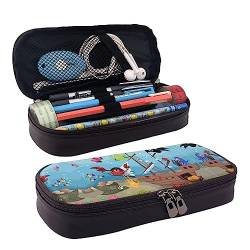 StOlmx Ocean Underwater Fish Pencil Case Big Capacity Pencil Pouch,Zipper Pen Bag Durable Leather Pencil Case, Schwarz , Einheitsgröße, Koffer von StOlmx