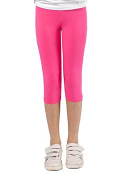 Capri Leggings Mädchen - 3/4 Hose, bequem, elastisch, vielseitig kombinierbar - Farben: Blau, Schwarz, Pink, Weiß, Größen: 92-176 (116/122, Pink) von Staccato