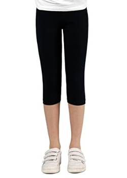 Capri Leggings Mädchen - 3/4 Hose, bequem, elastisch, vielseitig kombinierbar - Farben: Blau, Schwarz, Pink, Weiß, Größen: 92-176 (92/98, Schwarz) von Staccato