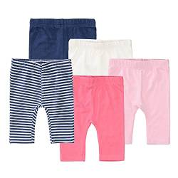 Staccato Leggings Baby Mädchen 5er Set - Bio-Baumwolle, Organic Cotton, elastisch - Farben: Pink, Rosa, Weiß, Blau, Blau gestreift, Größe: 62/68 von Staccato