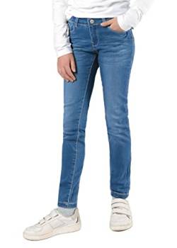 Staccato Mädchen Skinny Jeans Slim Fit - elastisch, weitenverstellbarer Bund, 5-Pocket-Style - Farben: Grau, Blau, Dunkelblau, Größen: 92-176 (as3, Numeric, Numeric_134, Slim, Mid Blue Denim) von Staccato