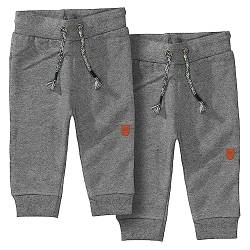 Staccato Unisex Baby Jogginghose | Kordelzug | elastische Rippbündchen Größe 68-86 für Jungen und Mädchen (80, Doppelpack Grey/Grey) von Staccato