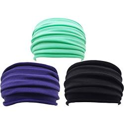 Elastisches Breites Stirnband 3pcs Feste Farbe Falten Haarband Freizeitsportstirnband Training Haarzubehör Für Frauen Mädchen von Stakee