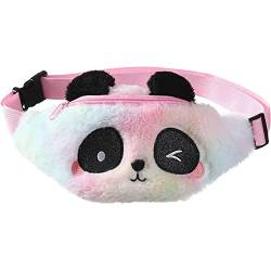 Flauschige Gürteltasche Cartoon Panda Hüfttasche Tiermuster Umhängetasche Fuzzy Gürteltasche für Frauen Mädchen Kinder von Stakee