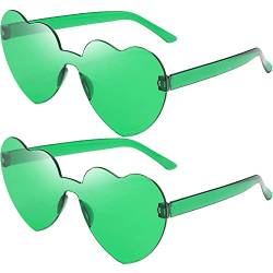Stakee 2pcs Randlose Grüne Sonnenbrille Herzförmige Brille Transparent Grüne Sonnenbrillen Für Die Irische Festival -party -dekoration von Stakee