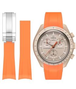 Armband für Moonswatch Swatch,Keine Lücke Weiches Silikon Ersatzband Armband Verstellbares, Uhrenarmband Armbänder Sports Wrist Band für Omega X Swatch Armband (Orange) von Stanchev