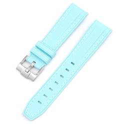 Armband für Moonswatch Swatch,Silikon Ersatzband Armband Verstellbares Weiches Silikonband, Uhrenarmband Armbänder Sports Wrist Band für Omega X Swatch Armband zubehör (Hellblaue weiße Linie) von Stanchev