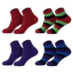 Kuschelsocken (4 Paar) gestreift, farbig gemischt, Größe 35-38 von Star Socks Germany