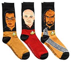 Star Trek Next Generation Herren Socken Picard Worf Geordi Crew 3er Pack von Star Trek