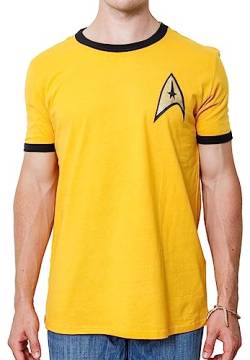 Star Trek The Original Series Herren TOS Kostüm Uniform Herren Erwachsene T-Shirt, Gold, XL von Star Trek