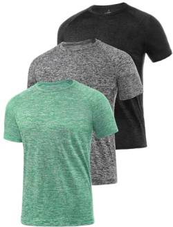 Star Vibe 3 Stücke trockene T-Shirts für Herren Schwitzen Sport T-Shirts Sport Fitness-Sportkleidung Kurze Ärmel Fitness-Studio Sport-Shirt Black/Dark Grey/Green 3XL von Star Vibe