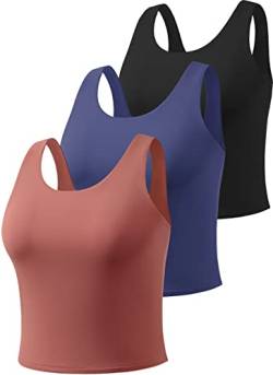 Star Vibe 3er Pack Gym top skims Tanktop Damen Sport Crop Tops für Damen Sport Oberteile Cropped top Black/Navy/Wine Red L von Star Vibe