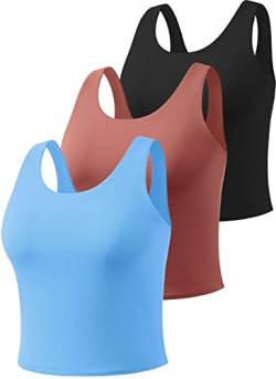 Star Vibe 3er Pack Gym top skims Tanktop Damen Sport Crop Tops für Damen Sport Oberteile Cropped top Black/Wine Red/Blue M von Star Vibe