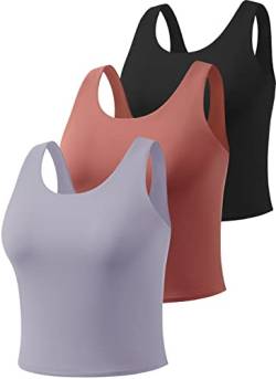 Star Vibe 3er Pack Gym top skims Tanktop Damen Sport Crop Tops für Damen Sport Oberteile Cropped top Black/Wine Red/Purple S von Star Vibe