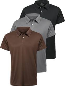 Star Vibe 3er Pack Polo Shirts männer polohemd atmungsaktive Herren Poloshirt Kurzarm funktions Poloshirt Herren Kurzarm Black/Gray/Coffee 3XL von Star Vibe