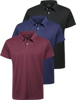 Star Vibe 3er Pack Polo Shirts männer polohemd atmungsaktive Herren Poloshirt Kurzarm funktions Poloshirt Herren Kurzarm Black/Navy/Wine Red 2XL von Star Vibe