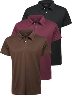 Star Vibe 3er Pack Polo Shirts männer polohemd atmungsaktive Herren Poloshirt Kurzarm funktions Poloshirt Herren Kurzarm Black/Wine Red/Coffee XL von Star Vibe