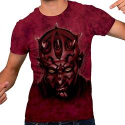 STAR WARS Darth Maul Face Tie Dye Herren Erwachsene Grafik T-Shirt, Red Crystal Wash, Mittel von Star Wars