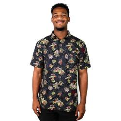 STAR WARS Herren Button-Down-Shirt Hemd mit Blumenmuster, Schwarz Boba Fett Floral, Mittel von Star Wars