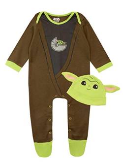 Star Wars Baby Jungen Schlafstrampler und Hut gesetzt The Mandalorian Baby Yoda Mehrfarbig 44-50 von Star Wars