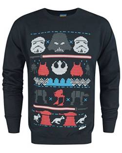 Star Wars Dark Side Fair Isle Männer langärmelige Navy Weihnachtspullover L von Star Wars