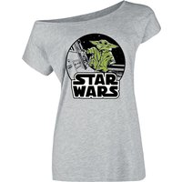 Star Wars - Disney T-Shirt - The Mandalorian - Grogu Spacewalk - S bis 3XL - für Damen - Größe L - grau  - Lizenzierter Fanartikel von Star Wars