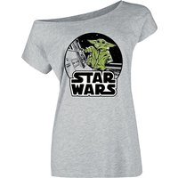 Star Wars - Disney T-Shirt - The Mandalorian - Grogu Spacewalk - S bis 3XL - für Damen - Größe XL - grau  - Lizenzierter Fanartikel von Star Wars