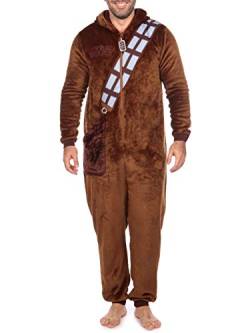 Star Wars Herren Onesie | Chewbacca Kostüm Fleece Schlafanzug | Schlafoveralls für Herren Braun Large von Star Wars