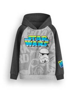 Star Wars Jungen Kapuzen Sweatshirt | Kinder Zweifarbiger Grafik Kapuzenpullover in Grau | Dark Side Stormtrooper Darth Vader Bekleidung Pullover im Graffiti-Stil | Sci-Fi-Film Charakter Merchandise von Star Wars