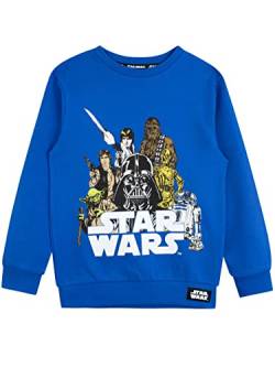 Star Wars Jungen Sweatshirt Darth Vader Chewbacca R2D2 Yoda Pullover Fur Kinder Blau 158 von Star Wars