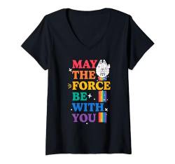 Star Wars Pride May The Force Be With You Rainbow Falcon T-Shirt mit V-Ausschnitt von Star Wars