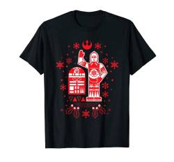 Star Wars R2-D2 and C-3PO Christmas Nordic Print Red T-Shirt von Star Wars