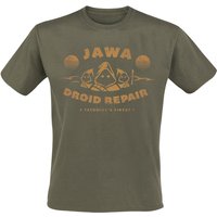 Star Wars T-Shirt - Jawa Droid Repair - S bis XXL - für Männer - Größe L - khaki  - Lizenzierter Fanartikel von Star Wars