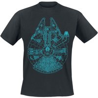 Star Wars T-Shirt - Millenium Falcon Blueprint - S - für Männer - Größe S - schwarz  - Lizenzierter Fanartikel von Star Wars