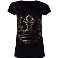 Star Wars T-Shirt Star Wars The Last Jedi Damen T-Shirt Gold Rebel Logo Gr. M L XL Erwachsene + Jugendliche Schwarz - Gold von Star Wars