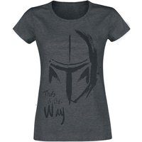 Star Wars T-Shirt - The Mandalorian - This Is The Way - S bis XXL - für Damen - Größe S - graphite  - Lizenzierter Fanartikel von Star Wars