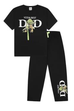 Star Wars Yoda Best Dad Herren Pyjama-Set, lang, Schwarz , L von Star Wars