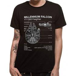 T-Shirt (Unisex-L) Falcon Blueprint (Black) von Star Wars