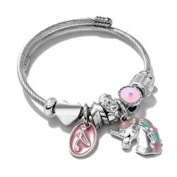 Fashion Crystal Bee Charm Bangle Bracelet Women Accessories Enamel Flower Bead Stainless Steel Jewelry Cuff Bracelets von Star.W