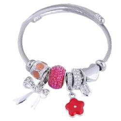 Fashion Stainless Steel Bracelets Bangles For Women Boho Silver Flower Bowknot Charm Cuff Bangle Armband Designer Jewelry von Star.W
