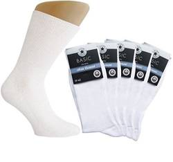 5-10 -15-25 PAAR Weiße Herren Gesundheitssocken Diabetikersocken Socken ohne einschneidenen Gummi 100% Baumwolle farbig (39-42, weiß 25 Paar) von Star