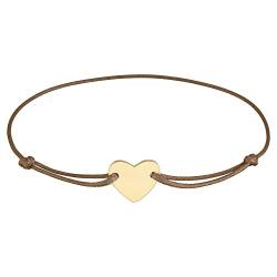 StarAppeal Herz Freundschafts Armband, Herz Armband in Silber und Gold, Größenverstellbar, Makramee Band für Frauen & Mädchen, Handmade (Braun-Gold) von StarAppeal