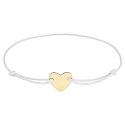 StarAppeal Herz Freundschafts Armband, Herz Armband in Silber und Gold, Größenverstellbar, Makramee Band für Frauen & Mädchen, Handmade (Weiß-Gold) von StarAppeal