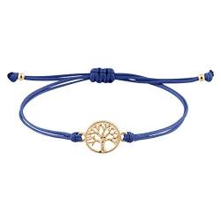 StarAppeal Lebensbaum Freundschafts Armband, Lebensbaum Armband mit Perlen in Silber und Gold, Größenverstellbar, Mädchen, Damen Armband, Handmade (Blau-Gold) von StarAppeal